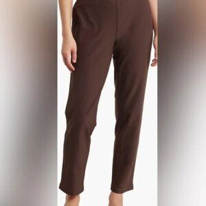 Eileen Fisher Brown Side‑Zip Pant with Ankle Slits – Large Petite